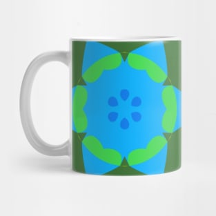 Retro Mandala Flower Blue Yellow and Green Mug